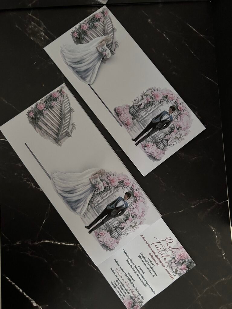 Interaktivna izvlačna pozivnica za vjenčanje s personaliziranim motivom