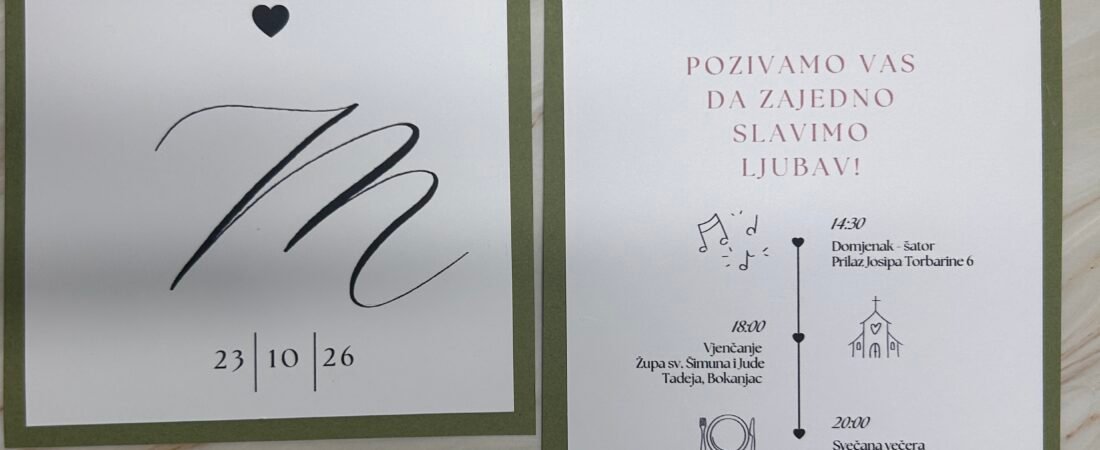 Pozivnica s podlogom i mašnicom