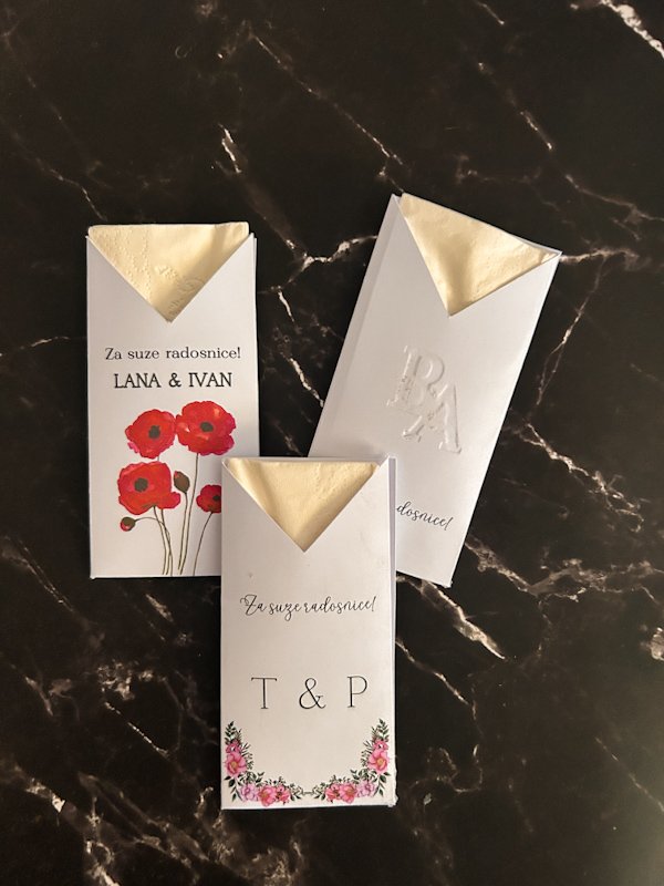Personalizirane papirnate maramice u etuiju za vjenčanje i proslave